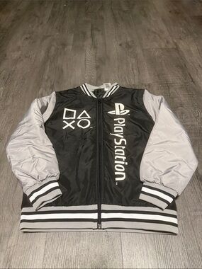 Sony Black & Silver PlayStation Bomber Jacket Boys Size Large